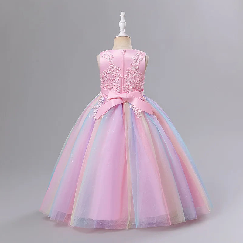 Girls Princess Ball Gown Floral Lace Tutu Dress for Flower Girl / Birthday / Pageant Wedding Party Dress