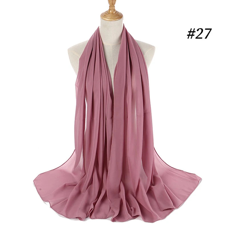 Muslim Chiffon Hijab Women Bubble Chiffon Scarf For Women Ladies Veil Muslim Islam Solid Color Malaysia Wrap Scarves