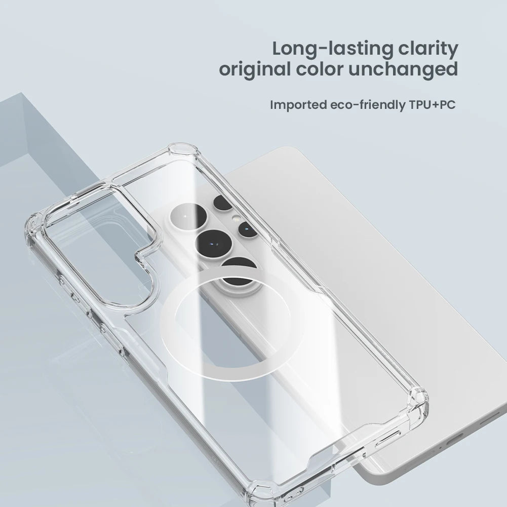 Nature Pro Magnetic Transparent Case for Samsung Galaxy S26 Ultra / S26 Plus – PC + TPU Frame Protective Phone Cover