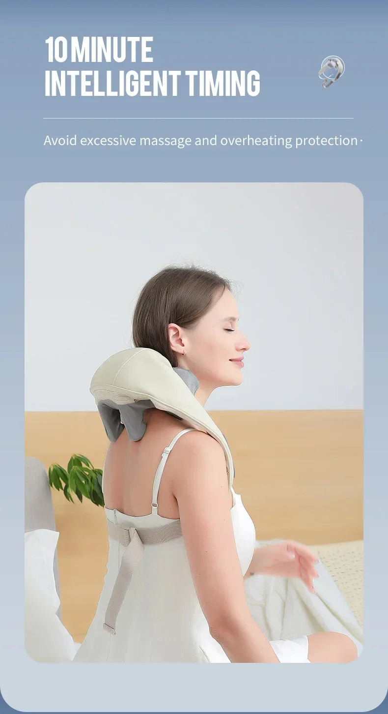 1PC Wireless Neck And Back Massager Neck And Shoulder Kneading Massage Shawl Neck Cervical Relaxing Trapezius Massager
