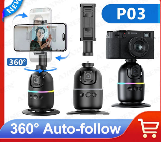P03 Gimbal Stabilizer for Mobile Phone AI 360 Follow Selfie Stand Face Tracking Desktop Gimbal for Cellphone and Cameras