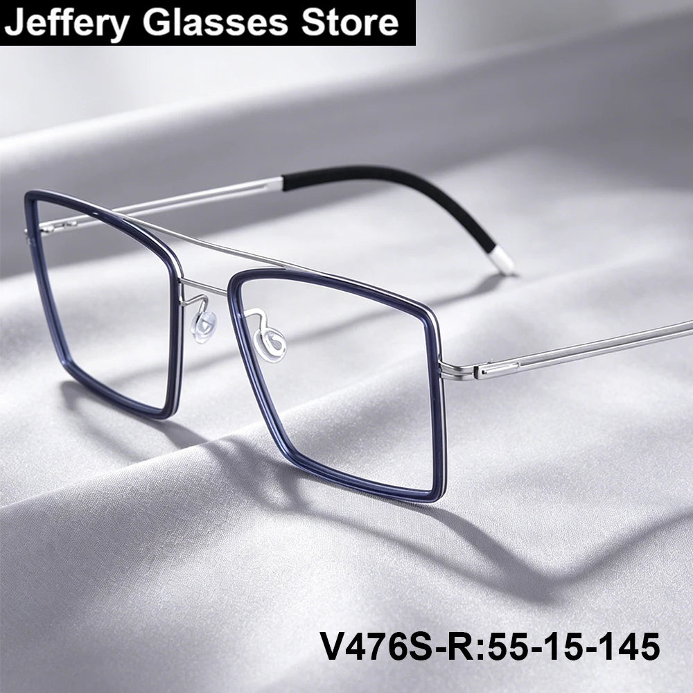 Oversized Double Bridge Titanium Acetate Eyeglasses Frame