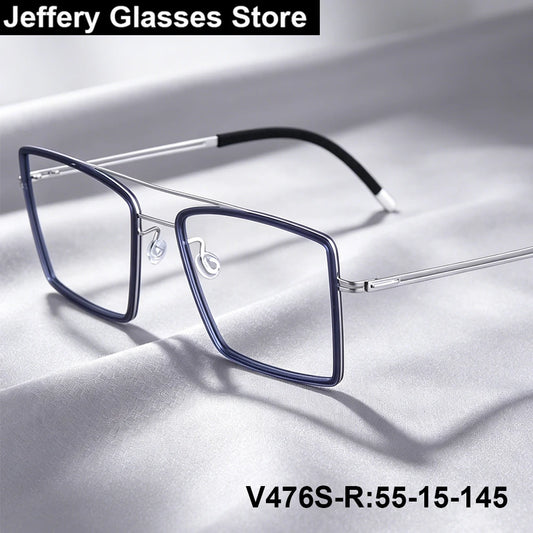 Oversized Double Bridge Titanium Acetate Eyeglasses Frame