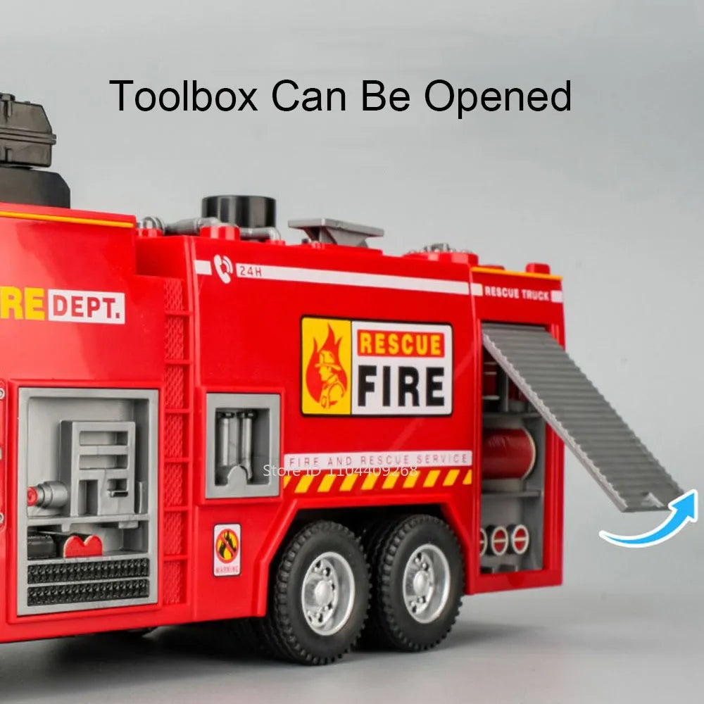 1:32 Ladder Truck Water Tanker Military Missile Rocket Launcher Trucks Model Toy Car Metal Diecast Sound Light Models Boys Gifts