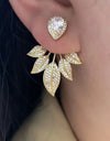 Fashion Gemoetric Cubic Zirconia Dangle Earrings for Women Gold Color Leaf Earring