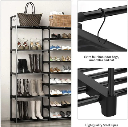 Assemble Standing Shoe Rack 3 Rows 23 Tiers Boots Storage Organizer Shelf Household Kitchen Holder Simple Metal Sneakers Cabinet