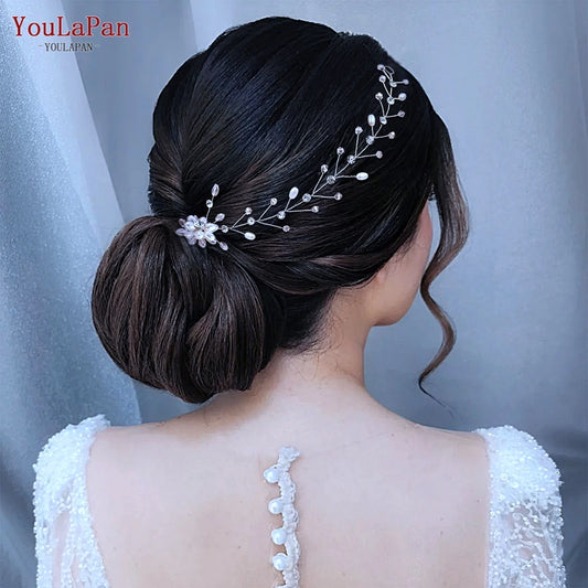 Elegant Pearl Bridal Headband Decoration Crystal Woman Headpiece Wedding Headdress for Bride Hair Accessories