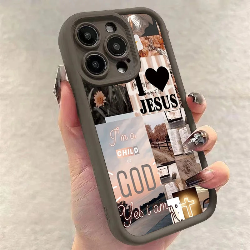 Jesus Collage Pattern Thick Shockproof Phone Case For iPhone 17 16 Pro Max Air 16E 15 14 Cover