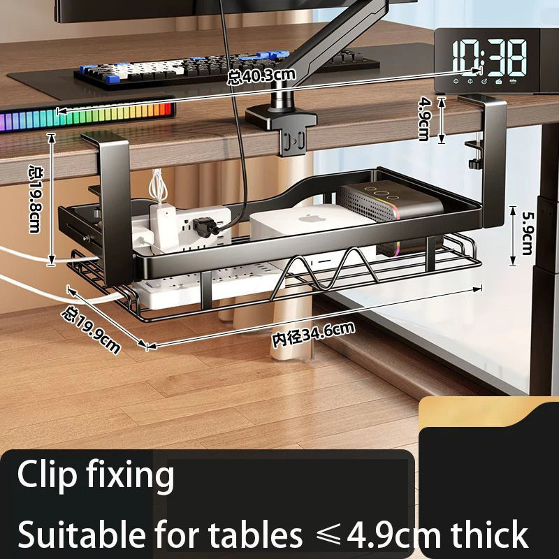 Under Desk Cable Management Tray,Extendable Sturdy Steel Under Desk Cord Hider Raceway,Power Strip Cord Holder Wire Management
