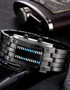 Business Men Stainless Steel Blue Binary Luminous LED Electronic Watch Displays Waterproof Fashion Women Led Watch