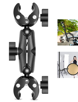 Motorcycle Dualheads Crab Clamp Action Camera Handlebar Fixed Mount for Gopro DJI and other Sports Action Cameras