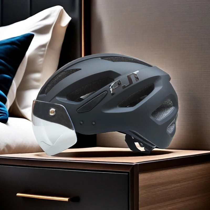 Rechargeable LED Cycling Helmet With Visor For Road And Mountain Bike
