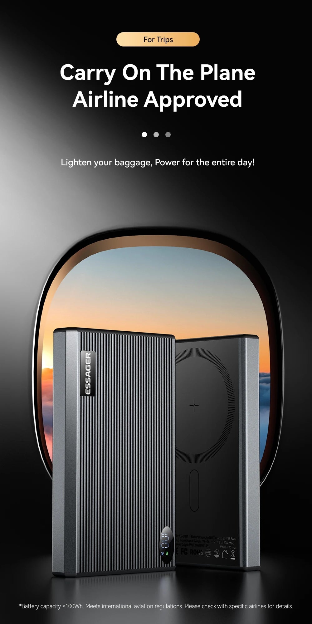 10000mAh Magnetic Power Bank 20W PD Wireless Fast Charging Slim Portable Charger for iPhone MagSafe