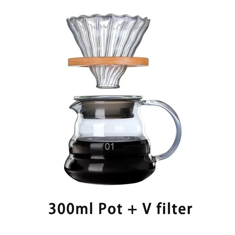 300/500/700ml Glass Coffee Pot With Filter Drip Brewing Hot Brewer Cloud Shaped Kettle Coffee Brewer Utensils Clear Teapot