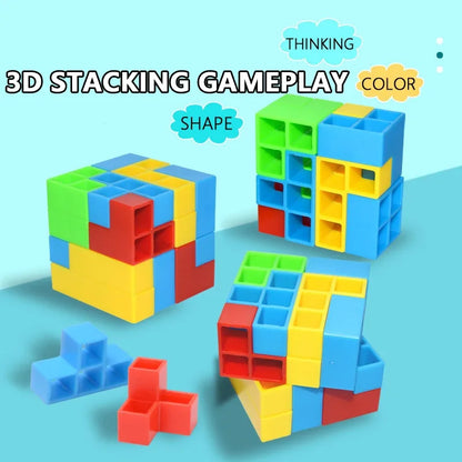 3D Tower Game Stacking Stack Building Blocks Balance Puzzle Board Assembly Brick Toys Children Psychomotor Balance Modules