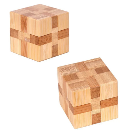 3D Jigsaw Puzzle Toys Wooden Kong Ming Lock Lu Ban Lock IQ Brain Teaser Educational Toy for Kids Children Montessori Unlock Game