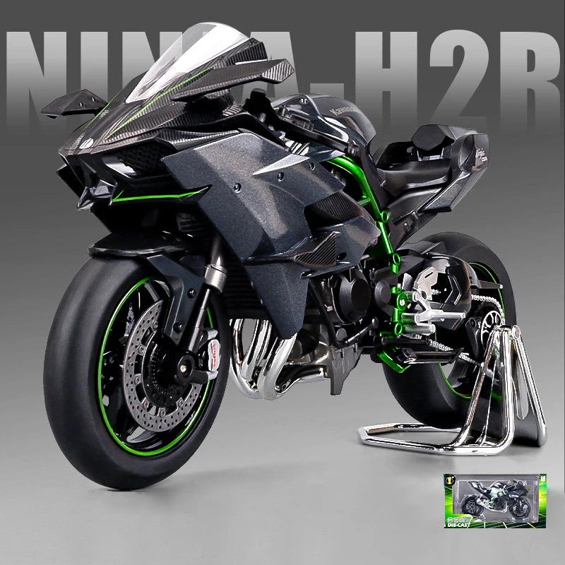 1:9 Kawasaki H2R Ninja V4S S1000RR Alloy Die Cast Motorcycle Model Toy Vehicle Carrying lights Off Road Autocycle Toys Car