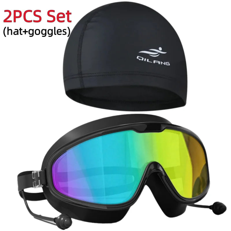 Swimming Goggles Big Frame Swimming Goggles Big Frame HD Wide View Anti-Fog UV Protection Swimming Goggles for No Leaking