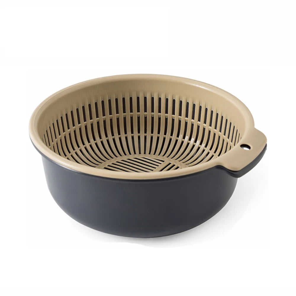 Kitchen Fruit Tray Removable Double Layer Fruit Vegetable Basin Draining Basket Creative Household Washing Basket Kitchen Tool