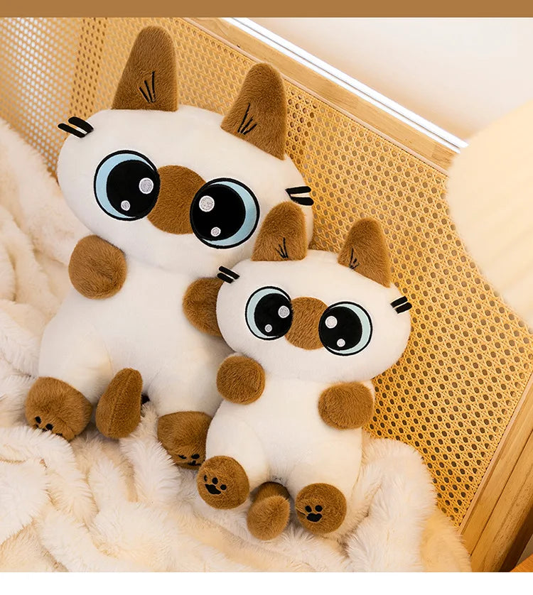 Kawaii Siamese Cat Plush Stuffed Doll Toy