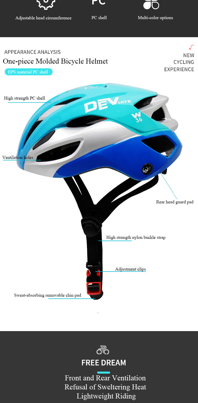 Lightweight Adjustable Road And Mountain Cycling Helmet