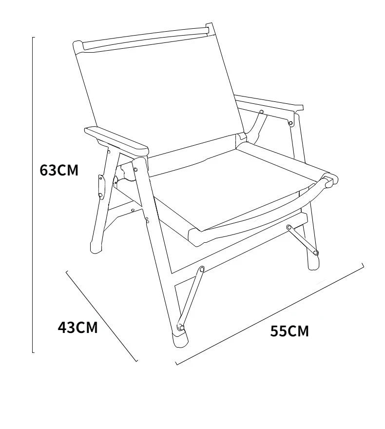 Outdoor Chair Camping Folding Portable Backrest Chair Camping Leisure Faux Wood Armrest Fishing Garden Chair