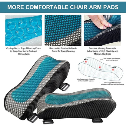 Ergonomic Armrest Pads- Office Chair Arm Rest Cover Pillow - Elbow Support Cushion for Computer, Gaming and Desk Chairs