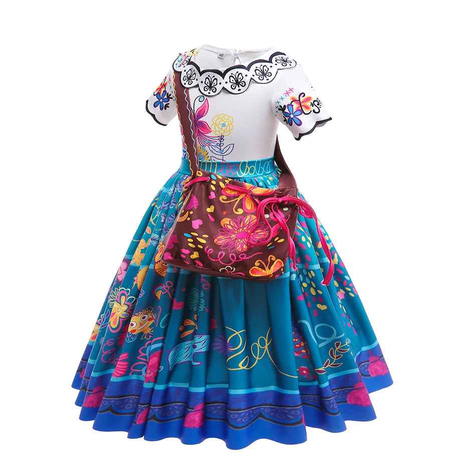 Girls Encanto Costume Mirabel Halloween Carnival Princess Mirabel Suit Party Cosplay Costume Kids Vestido 2-10 Years