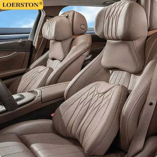 PU Leather Memory Foam Car Lumbar Support and Headrest Neck Pillow