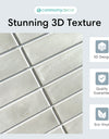 10Pcs 3D Light Grey Mosaic Peel and Stick Wall Panel Matt Linear Self-Adhesive Kitchen Tile Backsplash Waterproof Wall Sticker