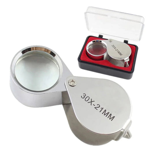 10X 20X 30X Triplet Jewelry Loupe Pocket Magnifier Glass