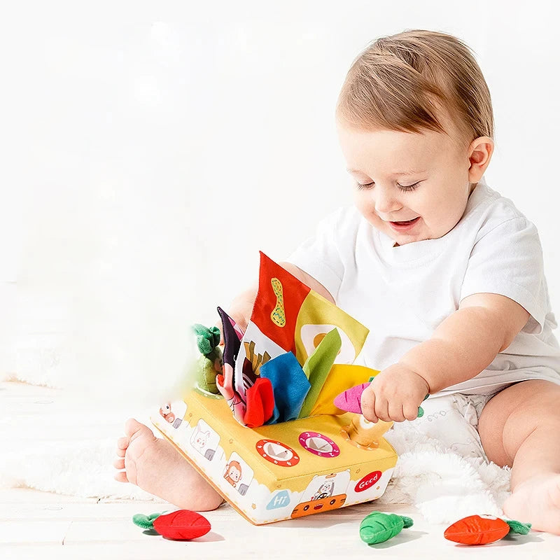 Toys 0 12 Month Tissue Box Pull Out Radish Toy Games s Fine Motor Skills Toys Montessori Early Learning Sensory Toy