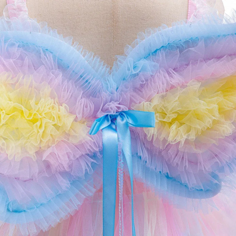 2026 New Baby Girls Princess Dress - Sleeveless Fairy Wings Tutu Gown for Birthday Party & Photoshoot