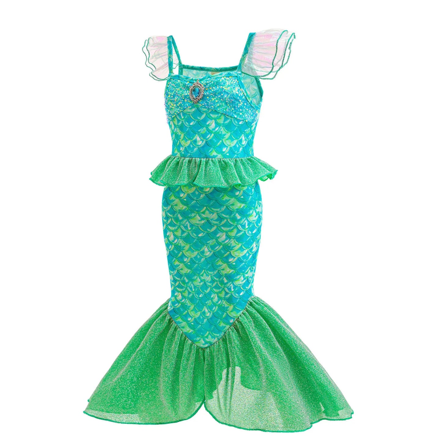 Ariel Mermaid Dress Gown Fashionable Princess Roleplay Costume for Girls