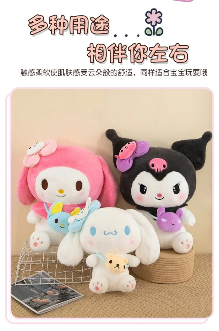 Sanrio Kuromi Plush Dolls 40/50cm Kawaii My Melody Cinnamoroll Soft Stuffed Animals Anime Figure Pillow Cartoon Decor Kids Toys