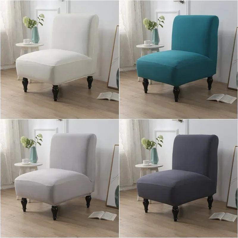 Stretch Armless Accent Chair Cover Single Short Back Sofa Covers Solid Color Anti-dirt Chair Slipcover Removable Sofa Protector