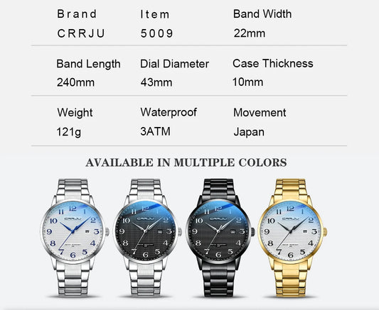 New Fashion Men's Watches Stainless Steel Top Brand Luxury Waterproof Men Quartz Wristwatches Relogio Masculino