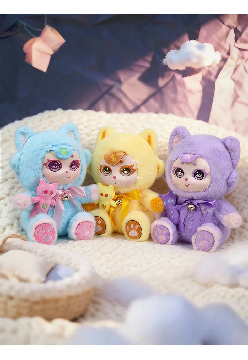 Purple Moon Ghost Cat Plush Toy With Mini Cat Pendant