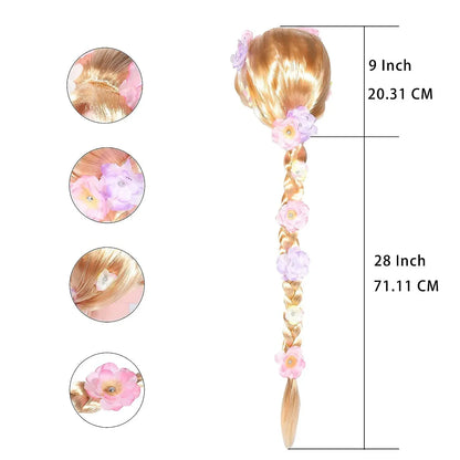 Girls Long Blonde Rapunzel Wigs For Kids Princess Woman Costume Cosplay Fairytale Ball Braid Wigs For Halloween Christmas Party