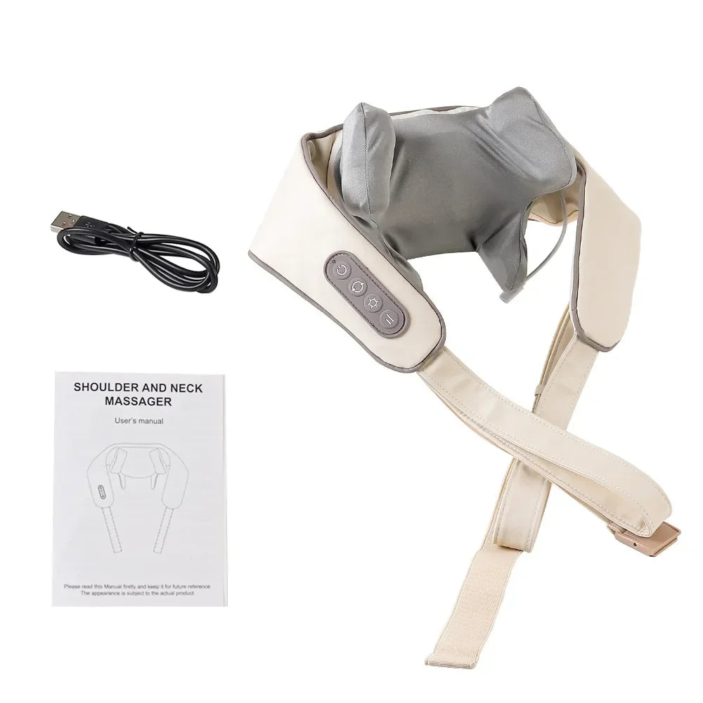 1PC Wireless Neck And Back Massager Neck And Shoulder Kneading Massage Shawl Neck Cervical Relaxing Trapezius Massager