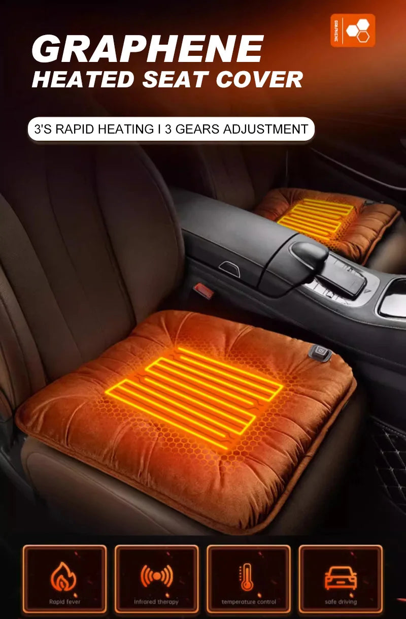 5V Heated Car Seat Cover USB Port 30' Fast Car Seat Heater For Car Home Office Heated Car Seat Protector Seat Heating Cover Pads