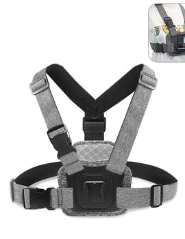 Adjustable Body Mount Belt Chest Strap with J Hook Mount & Long Screw & Phone Clamp for iPhone for Gopro Action Camera