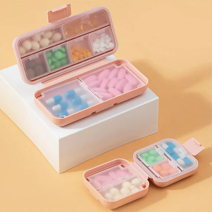 5/8Grid Organizer Container For Tablets Travel Pill box With Seal Ring Small Box For Tablets Wheat Straw Container For Medicines