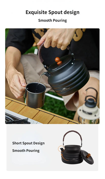 1.4L Camping Water Kettle Aluminum Alloy Teapot Coffee Pot Ultralight Outdoor Boiling Stovetop Pot Tableware