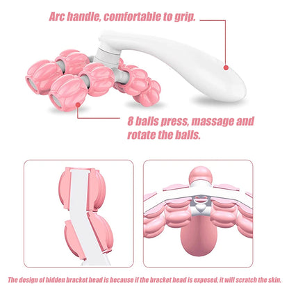 Y-shaped 8-bead massager Hand Held Massager Massager Roller for Hand Muscle Back Neck Foot Shoulder Leg Pain Relief Massage Tool