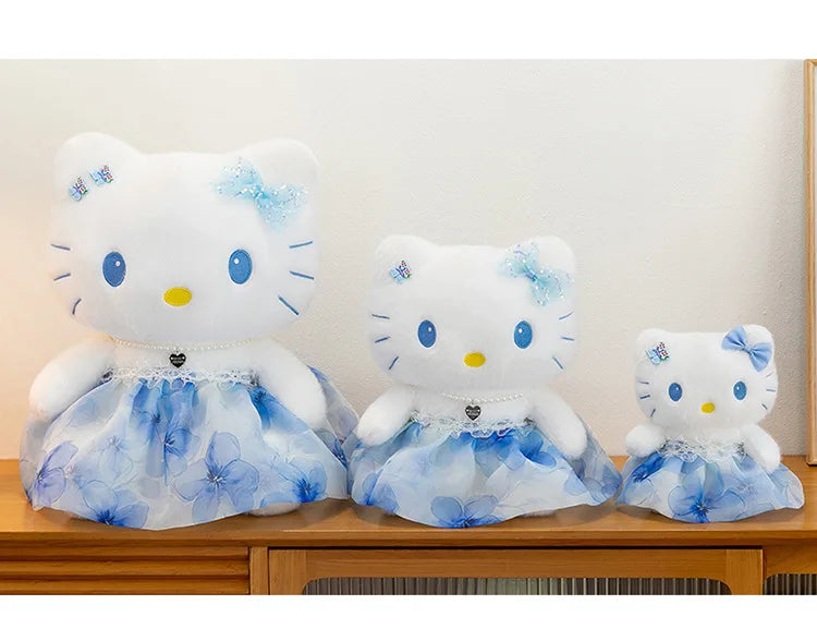 Cute Blue Pink Cat Character Plush Stuffed Doll Toy