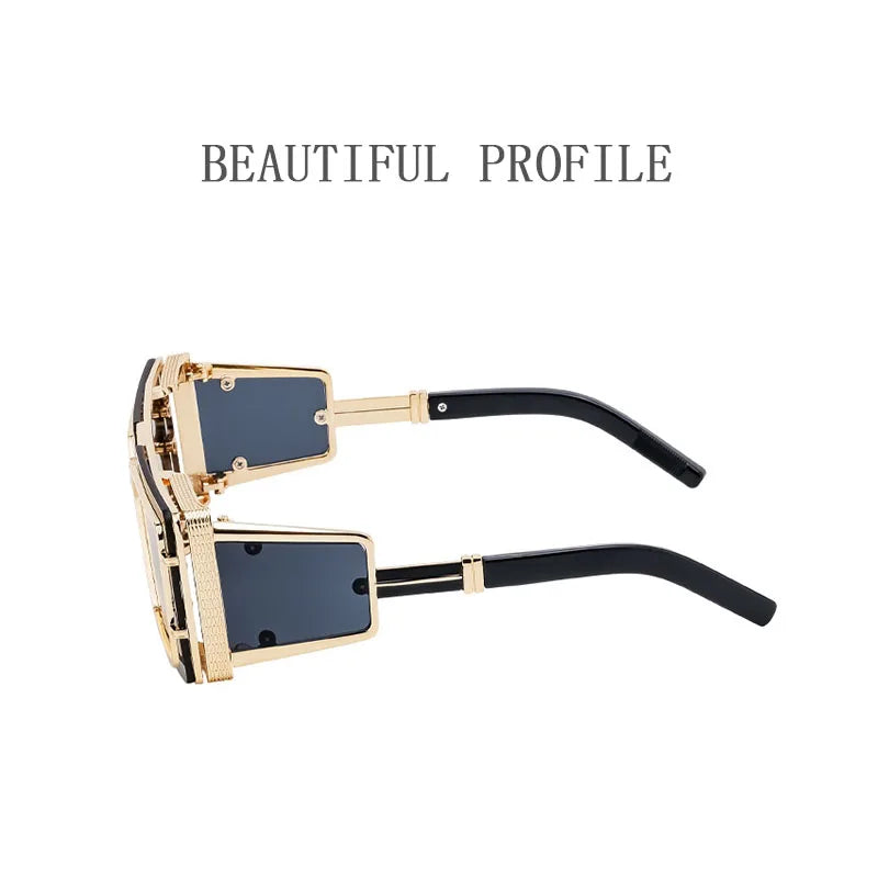 Square Punk Steampunk Sunglasses With UV400 Protection