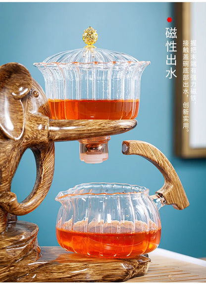 Heat-resistant Glass Teapot With Base Creative Tea Set Elephant Shape Automatic Tea Set Pu'er Oolong Teapot And Cup Set