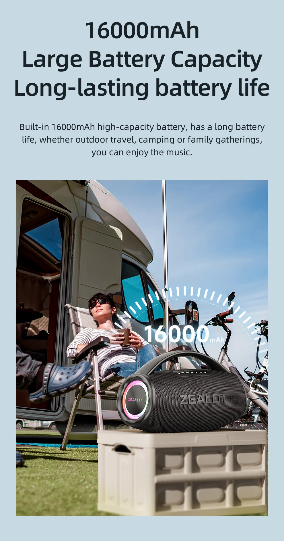 80W Bluetooth Speaker Powerful Wireless Speaker with Portable Handle, for Party, Camping,RGB Colorful Light