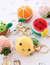 5 Pcs Handmade Weaving Keychain Wool Crochet Unique Knitted Pendant Keyring Strawberry Watermelon Orange Pendant Key Chain Gifts